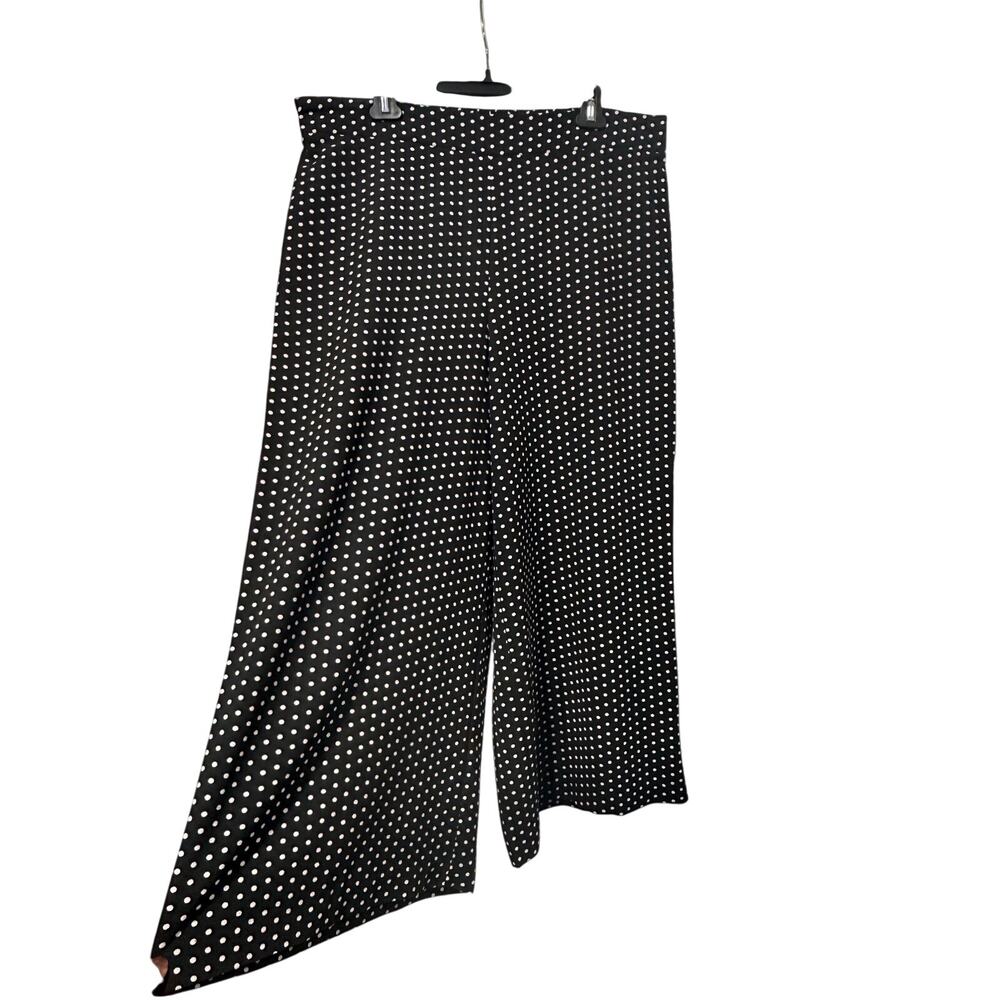 Arianna Papell XL Black White Polka Dot Wide Leg Palazzo Pants Cropped Pull On